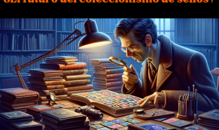 Imagen realista panorámica, al estilo Pixar, de un coleccionista de sellos que examina atentamente su colección de sellos, sumido en sus pensamientos y reflexionando sobre el futuro del coleccionismo de sellos. La escena capta al coleccionista en un momento de contemplación, rodeado de álbumes, sellos y una lupa, símbolo de su dedicación a la afición. La atmósfera es reflexiva, llena de detalles intrincados de los sellos y la expresión concentrada del coleccionista, que transmite sutilmente su curiosidad y preocupación por lo que le depara el futuro al mundo del coleccionismo de sellos. https://www.filatelia.top/